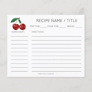 Carte de recette minimaliste moderne Red Cherry