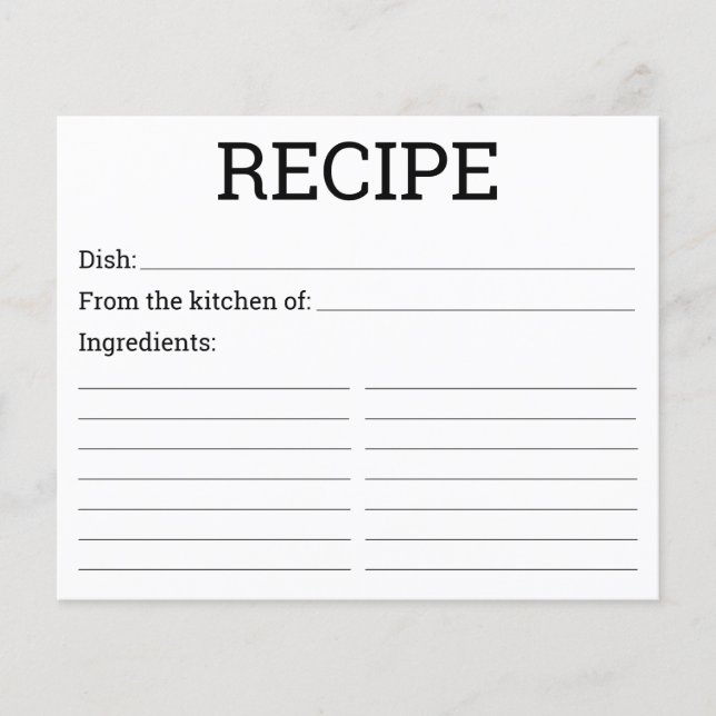 Carte de recette moderne simple (Devant)