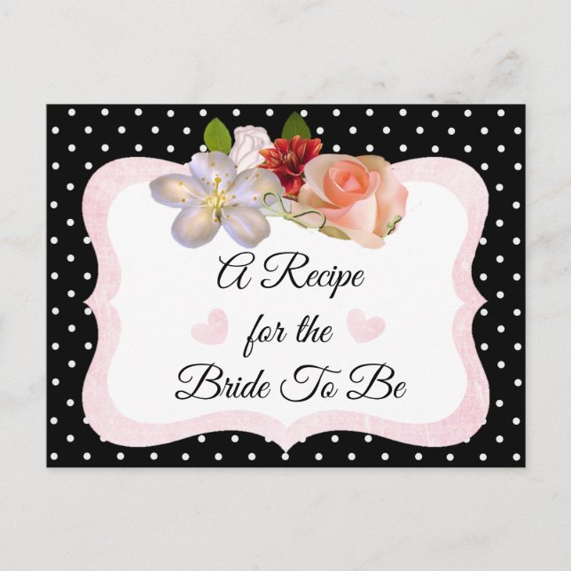 Carte de recette noire et Rose Gold Blush Rose (Devant)