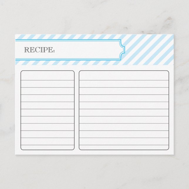 Carte de recette nuptiale - bleu (Devant)
