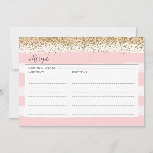 Carte de recette or et rose (Devant)