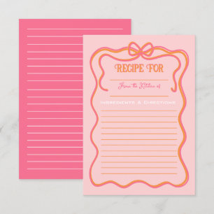 Carte de recette orange rose cor à cadre gras