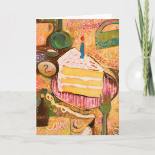 Carte de recette peinte au gâteau d'anniversaire (