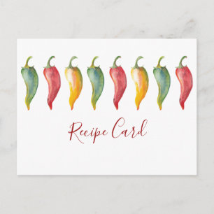Carte de recette Peppers Chili Watercolor