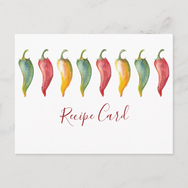 Carte de recette Peppers Chili Watercolor (Devant)