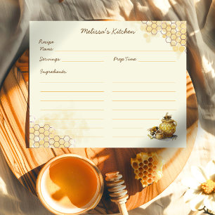 Carte de recette personnalisée d'abeille au miel