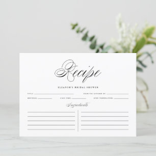 Carte de recette personnalisée de script élégant n