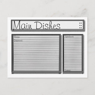 Carte de recette personnalisée noire et blanche