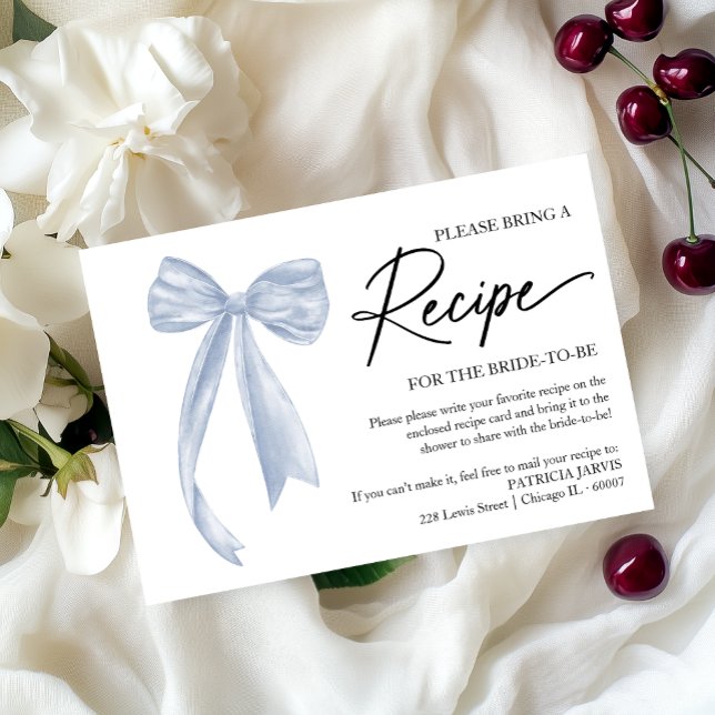 Carte de recette pour Baby Shower Dusty Blue (Créateur téléchargé)