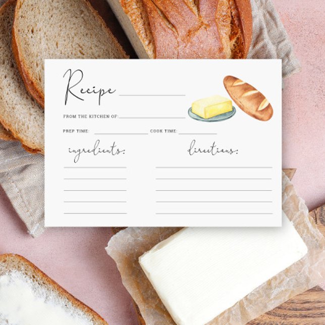 Carte de recette pour douche de mariée Butter Toge (Créateur téléchargé)