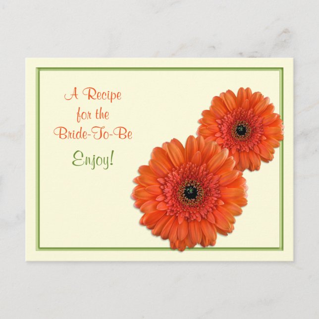 Carte de recette pour la mariée à être (Devant)
