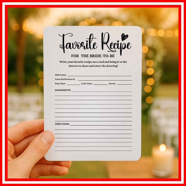 Carte de recette pour la mariée Fiche de recette p (Créateur téléchargé)