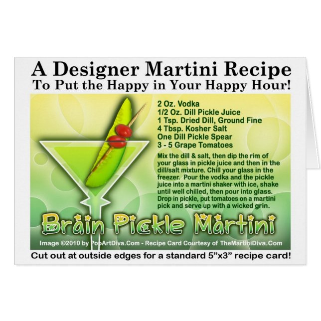 Carte de recette pour martini Halloween Pickle Cer (Devant horizontal)