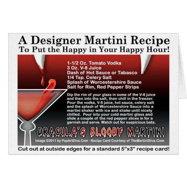 Carte de recette pour martini Halloween sanglant d (Devant horizontal)