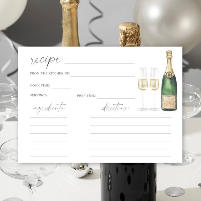 Carte de recette pour une Baby Shower - Champagne  (Créateur téléchargé)