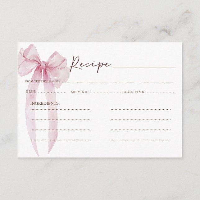 Carte de recette pour une Baby Shower Rose (Devant)