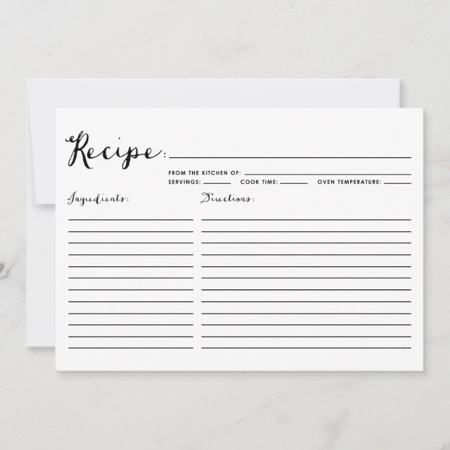 Carte de recette rayée de calligraphie moderne noi (Devant)