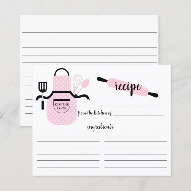 Carte de recette Retro Blush Apron Kitchen Tools (Devant / Derrière)