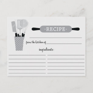 Carte de recette Retro Gris Rolling Pin Outils de