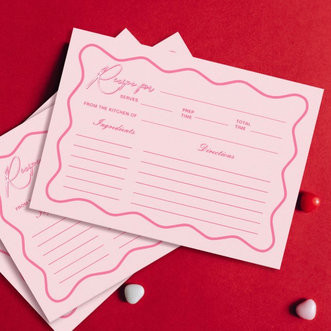 Carte de recette rétro ondulée rose pour une baby  (Créateur téléchargé)