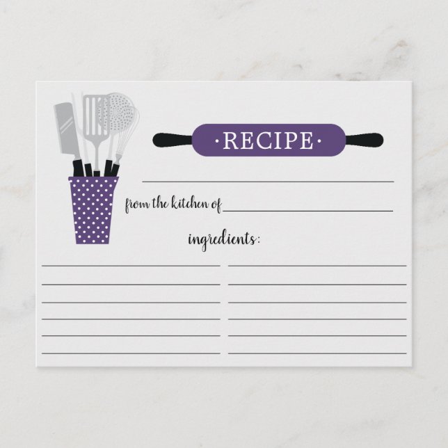 Carte de recette Retro Purple Rolling Pin Outils d (Devant)