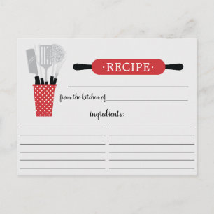 Carte de recette Retro Red Rolling Pin Kitchen Too