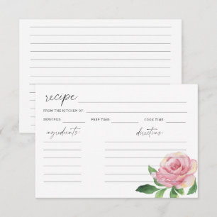 Carte de recette Rose aquarelle