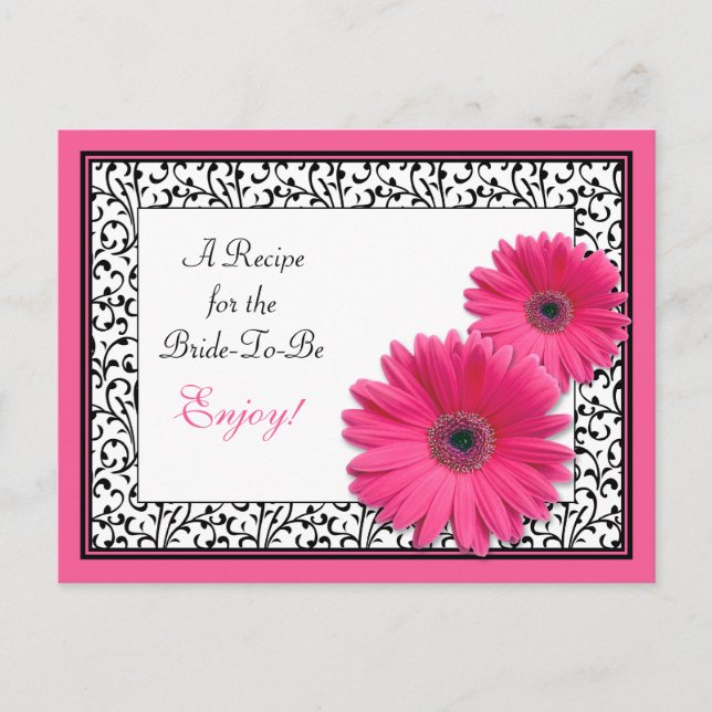 Carte de recette rose Gerbera Daisy pour la mariée (Devant)
