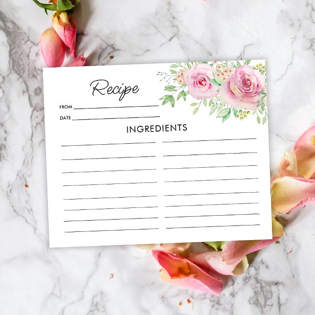 Carte de recette Roses Roses Élégantes Rose Pâle (Créateur téléchargé)