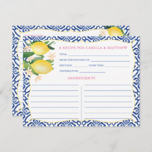 Carte de recette royale bleue Positano Lemons pein