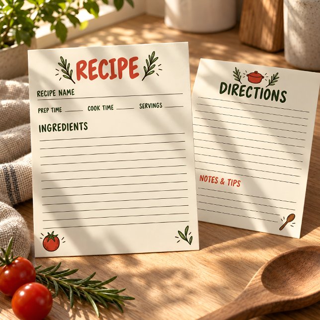 Carte de recette rustique ingrédients et instructi (Créateur téléchargé)