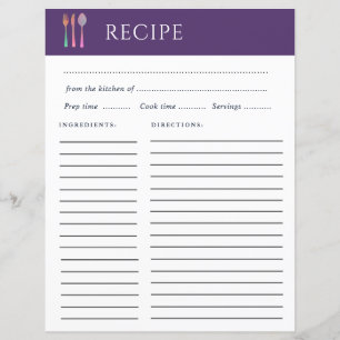 carte de recette simple et élégante