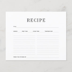 Carte de recette simple noir et blanc