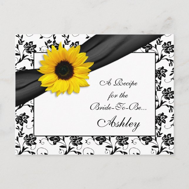 Carte de recette Sunflower Damask pour la mariée à (Devant)