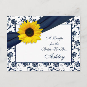 Carte de recette Sunflower Navy Damask pour la mar