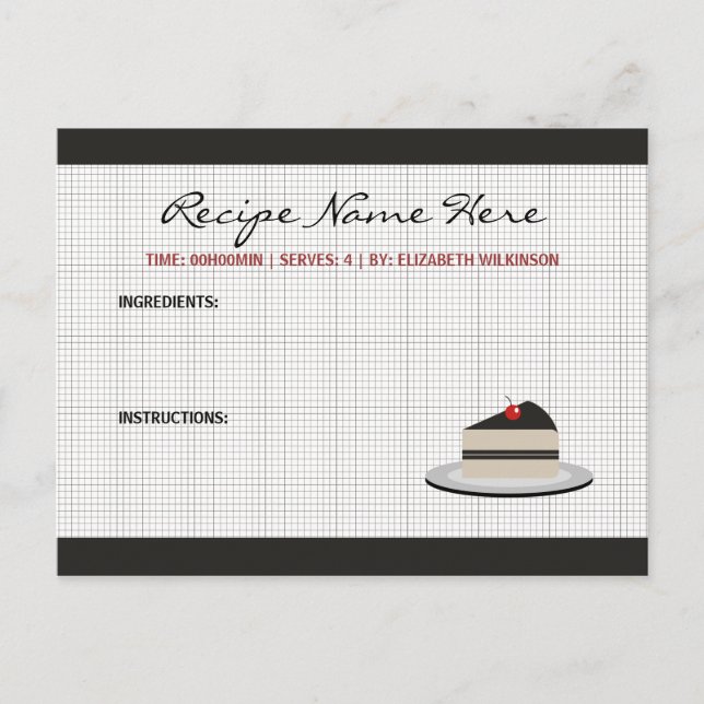 Carte de recette tranche de gâteau (Devant)
