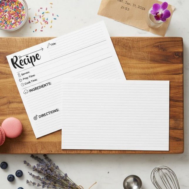 Carte de recette vierge calligraphiée minimaliste  (Minimalist Calligraphy Recipe Cards, Blank Recipe Cards for )