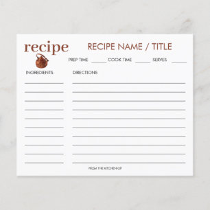 Carte de recette Vintage de bouteille Watercolor