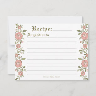 Carte de recette vintage Flore Scroll
