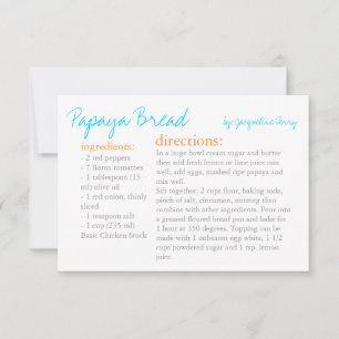 Carte de recette Votre Recette Turquoise Orange