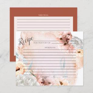 CARTE DE RECETTES   Aquarelle rustique Fleurs de c