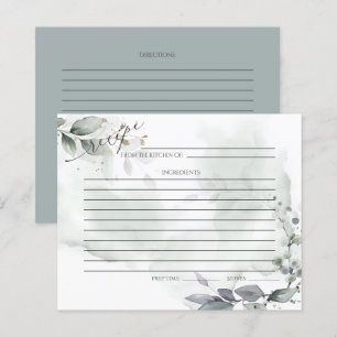 CARTE DE RECETTES Aquarelle rustique Sage de ver