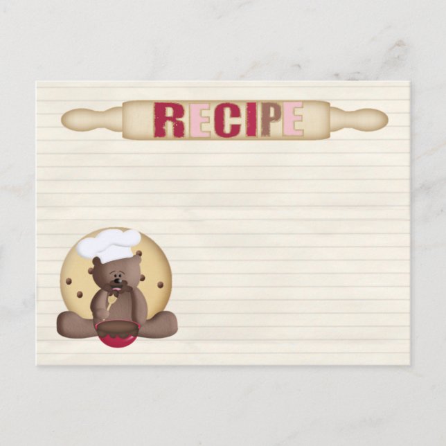 carte de recettes de biscuits en peluche (Devant)