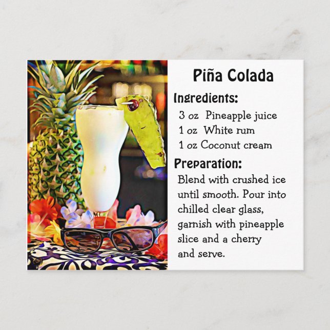 Carte de recettes de la Journée nationale Piña Col (Devant)