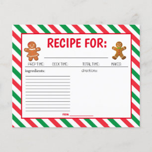 Carte de recettes de Noël Cookie Décoration de fêt