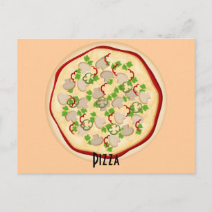 Carte de recettes de pizza aux champignons et poiv
