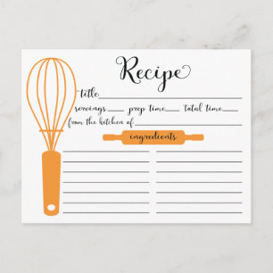 Carte de recettes de Tangerine Whisk Lettrée à la