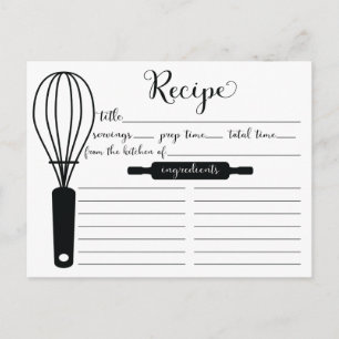Carte de recettes de Whisk noir Lettré à la main m