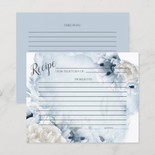 CARTE DE RECETTES Fleurs bleues rustiques aquare