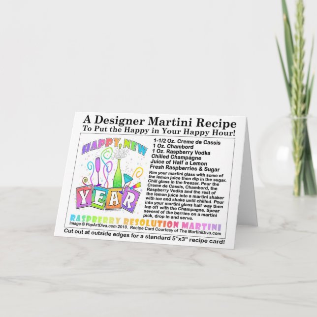 CARTE DE RECETTES MARTINI DE RASPBERRY (Devant)
